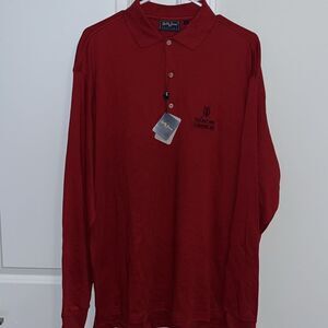 New Bobby Jones Sunday Red St Andrews Scotland Old Course Golf Polo LS shirt L